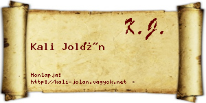 Kali Jolán névjegykártya